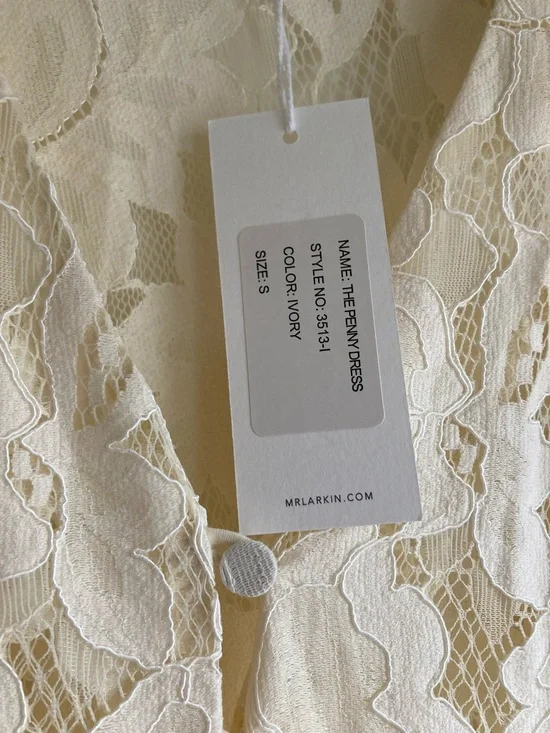 Mr. Larkin The Penny Dress S Small  NWT Ivory Lace V-Neck Long Sleeve Dress - Picture 8 of 12